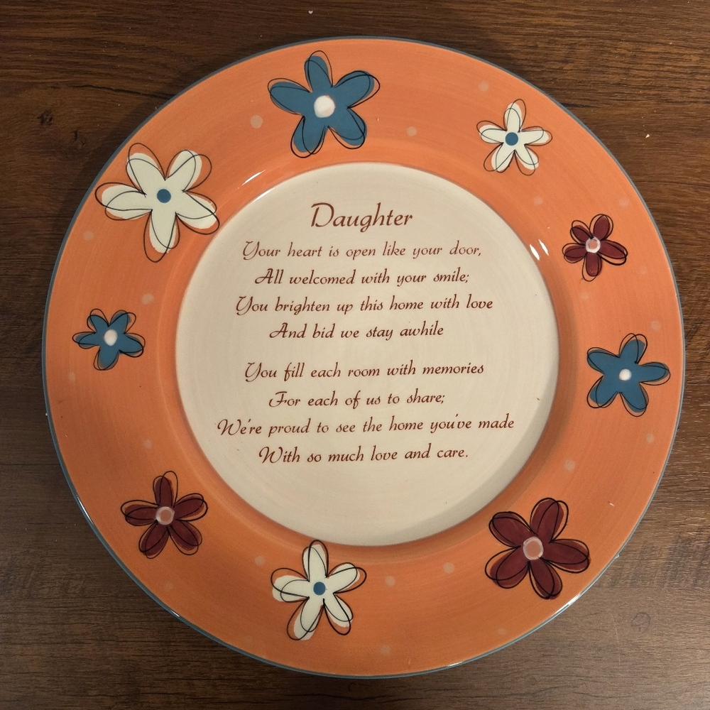 Charming Floral Daughter Plate - Orange and Cream